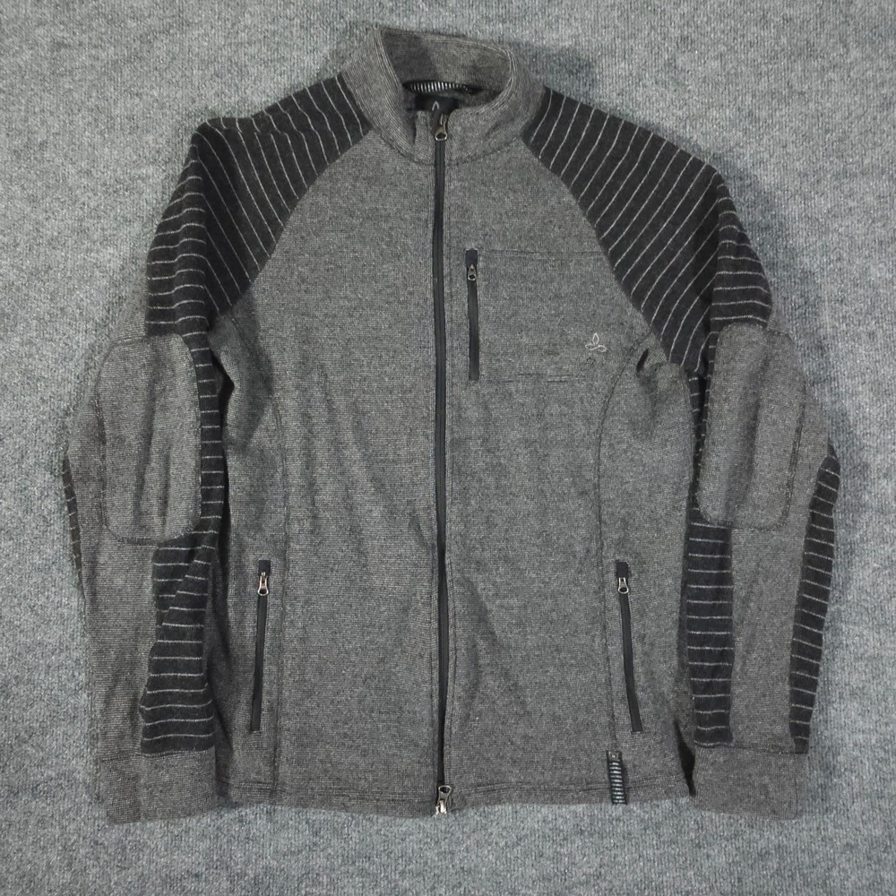 prAna 1/4 Zip Wool Blend Pullover Sweater Men's L Large Gray Outdoor Knit